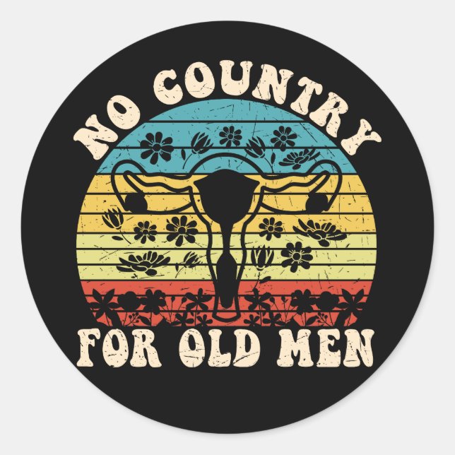 Pegatina Redonda Ningún País Para El Hombre Mayor Uterus (Anverso)