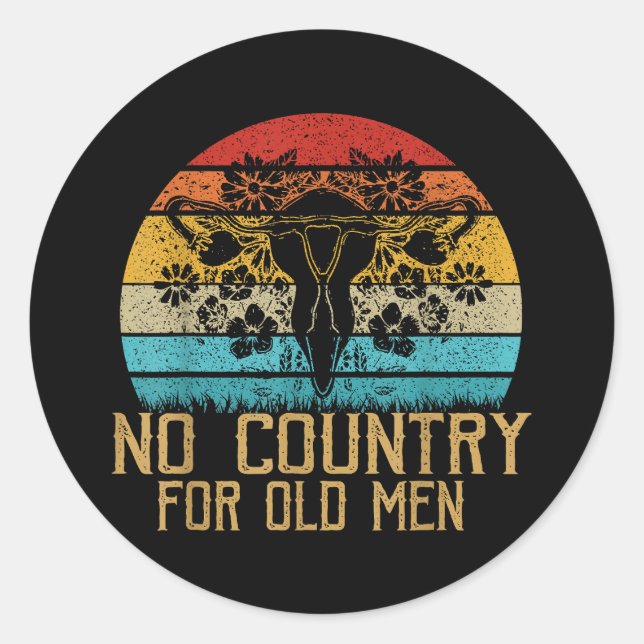 Pegatina Redonda Ningún País Para Los Ancianos Uterus Feministas (Anverso)