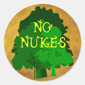Pegatina Redonda Ningún refrán nuclear anti de las armas nucleares