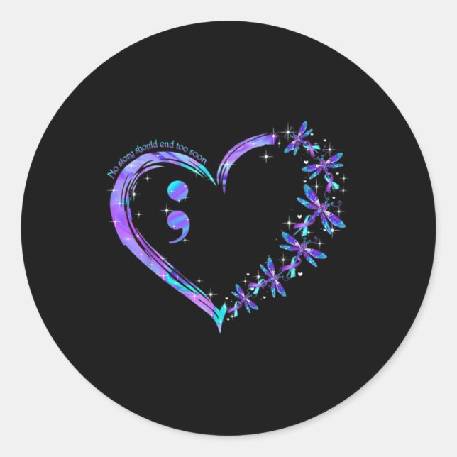 Pegatina Redonda Ninguna Historia Debe Terminar Muy Pronto Concienc (Anverso)