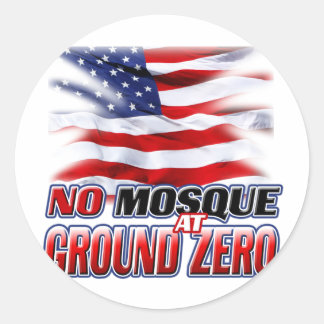 Pegatina Redonda Ninguna mezquita en la Zona Cero