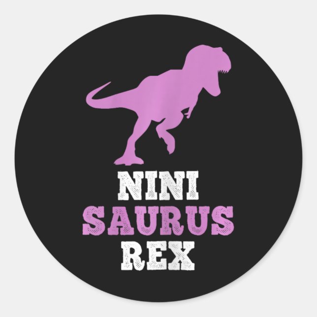 Pegatina Redonda Nini-saurus Rex Dino Dinosaurio Ninisaurus Diverti (Anverso)
