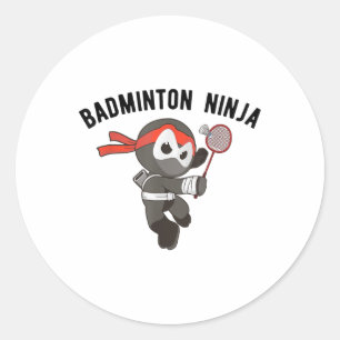 Pegatina Redonda Ninja Badminton , Birdie Sport Tee Appartal_1