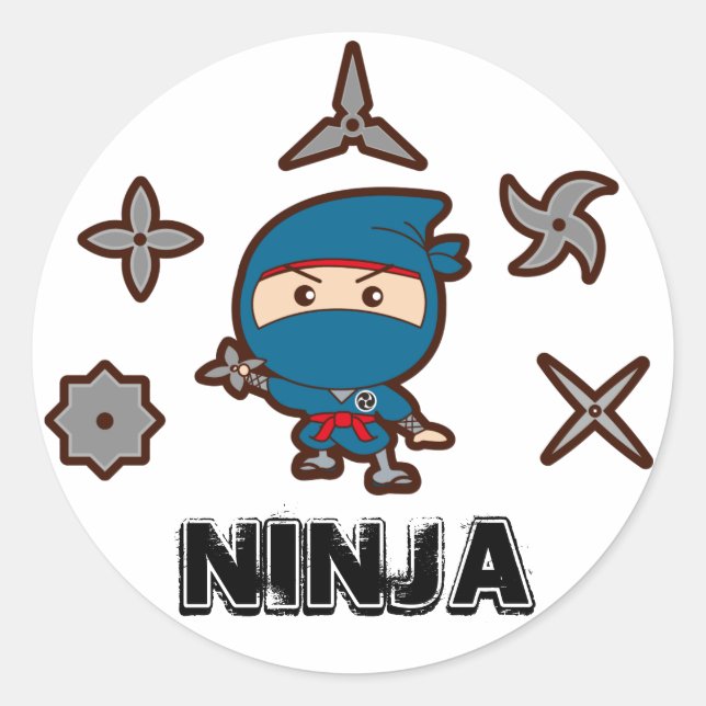 Pegatina Redonda Ninja Boy (Anverso)