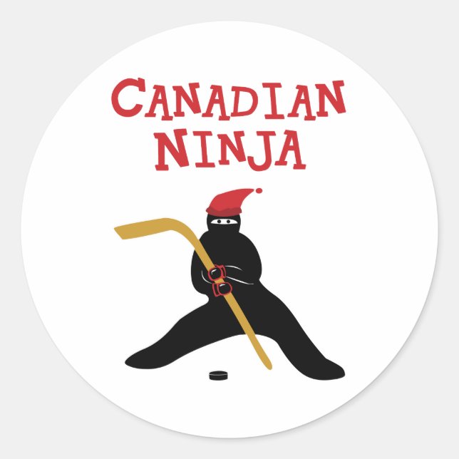 Pegatina Redonda Ninja canadiense (Anverso)