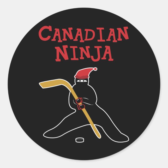 Pegatina Redonda Ninja canadiense (Anverso)
