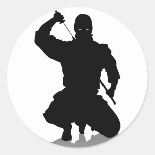 Pegatina Redonda Ninja con espada