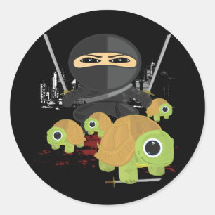 Pegatina Redonda Ninja con tortugas
