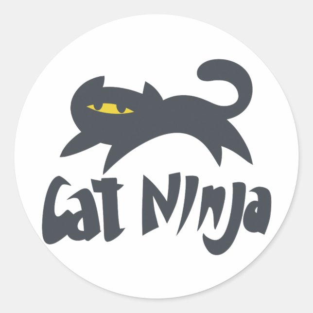 Pegatina Redonda ninja de gato - Elegir color de fondo (Anverso)