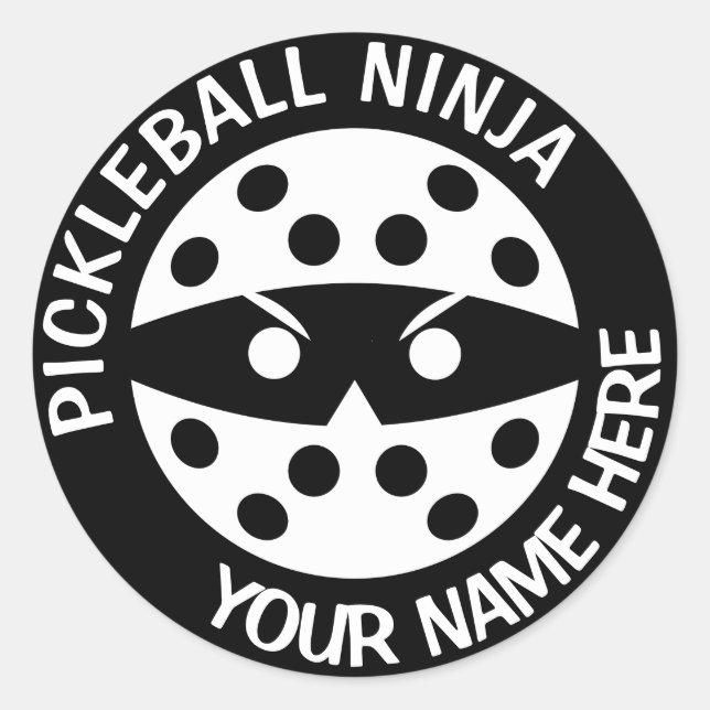 Pegatina Redonda ninja de pelota personalizada (Anverso)