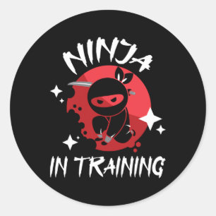 Pegatina Redonda Ninja En Entrenamiento - Marcial Mixta Karate Taek