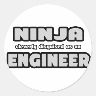 Pegatina Redonda Ninja Está Claramente Disfrazada De Ingeniero