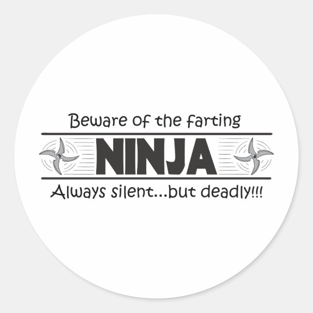 Pegatina Redonda ninja fart (Anverso)