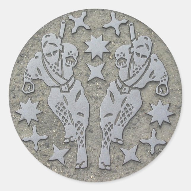 Pegatina Redonda Ninja Manhole (Anverso)