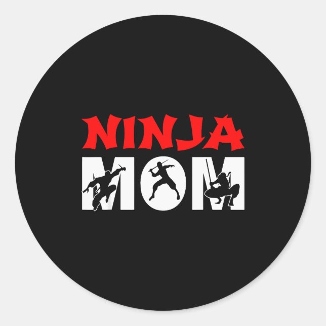 Pegatina Redonda Ninja Mom Funny Ninja Mom For Women  (Anverso)