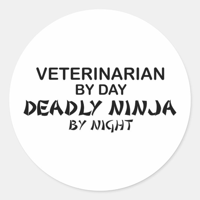 Pegatina Redonda Ninja, mortal veterinario (Anverso)