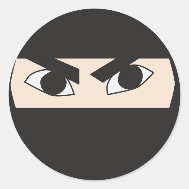 Pegatina Redonda Ninja negro (Anverso)