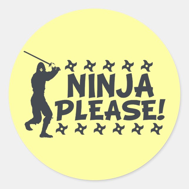 Pegatina Redonda Ninja Por Favor (Anverso)