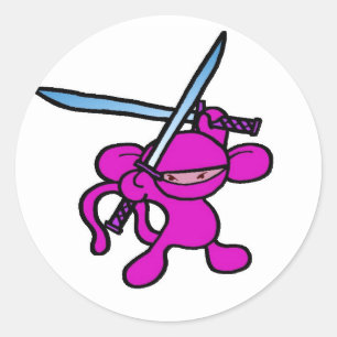 Pegatina Redonda Ninja rosado Gasto-Ningunas palabras