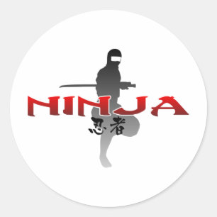 Pegatina Redonda Ninja Silhouette