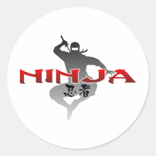 Pegatina Redonda Ninja Silhouette