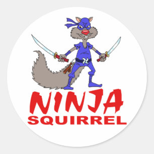 Pegatina Redonda Ninja Squirrel