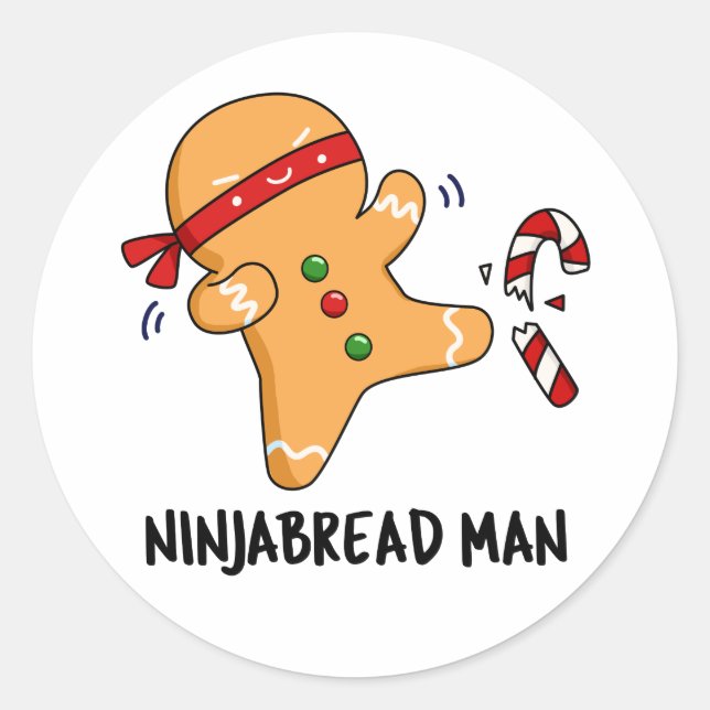 Pegatina Redonda Ninjabread Man Funny Gingerbread Pun (Anverso)