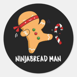 Pegatina Redonda Ninjabread Man Funny Gingerbread Pun Dark BG