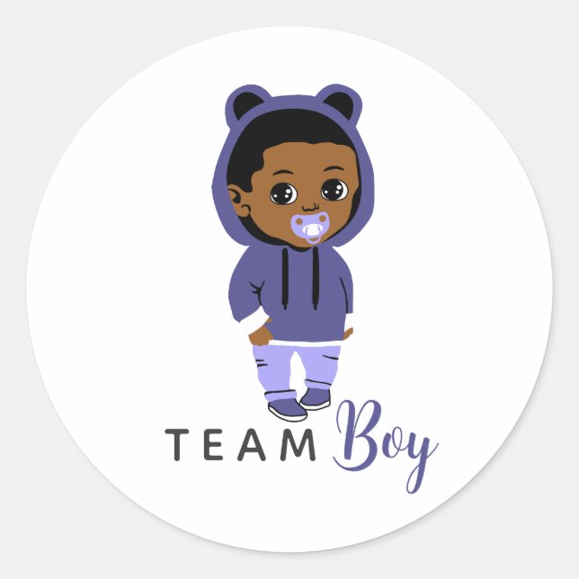 Pegatina Redonda Niño afroamericano de Team Boy Blue Hoodie (Anverso)