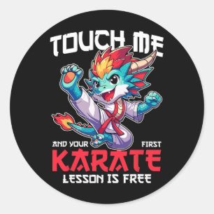 Pegatina Redonda Niño amante de las artes marciales de Dragon Karat