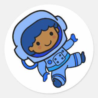 Pegatina Redonda Niño astronauta