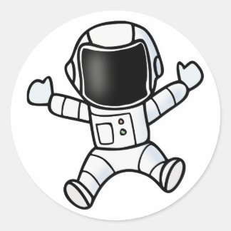 Pegatina Redonda Niño astronauta niño astronauta chica en el espaci