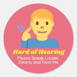 Pegatina Redonda Niño con dificultad de audición