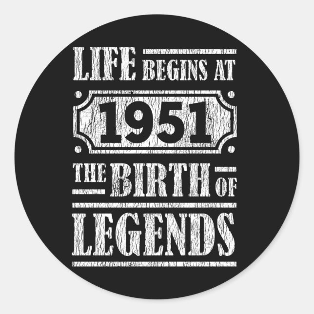 Pegatina Redonda Niño De 74 Años De 1951 Nacimiento De Leyenda Cump (Anverso)