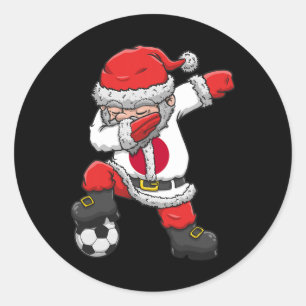Pegatina Redonda Niño de fútbol hace dab a Santa Navidad Japón Foot