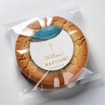 Niño de geoda azul Bautismo Mármol blanco Cruz dor