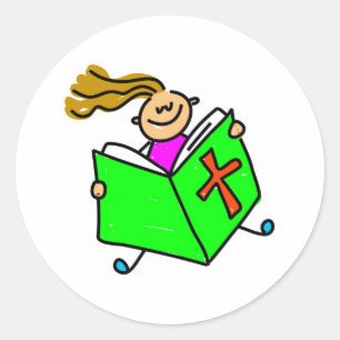 Pegatina Redonda Niño de la Biblia