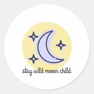 Pegatina Redonda Niño de luna salvaje de la estancia