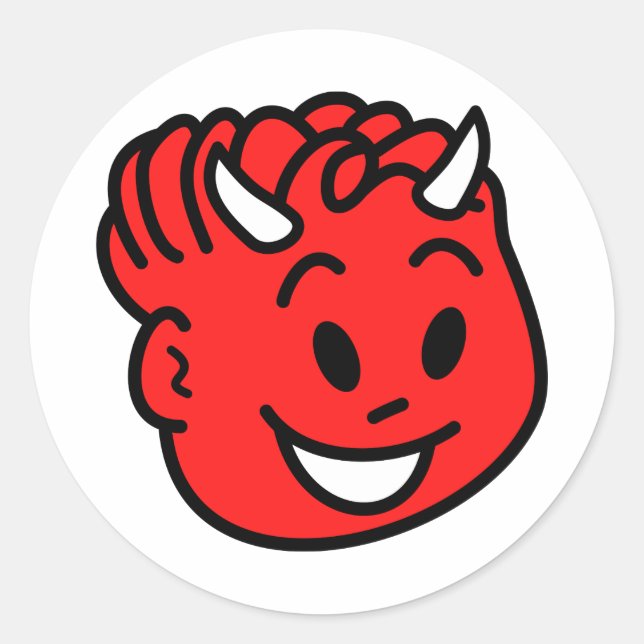 Pegatina Redonda Niño diabólico (Anverso)