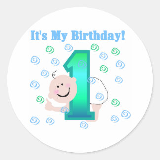 Pegatina Redonda Niño es mi primer cumpleaños