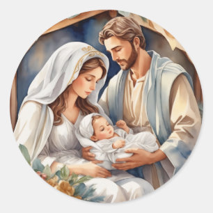 Pegatina Redonda Niño Jesús   Natividad
