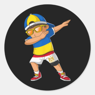Pegatina Redonda Niño medio ucraniano egipcio bandera de Ucrania Eg