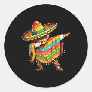 Pegatina Redonda Niño mexicano Dabbing Funny Cinco De Mayo