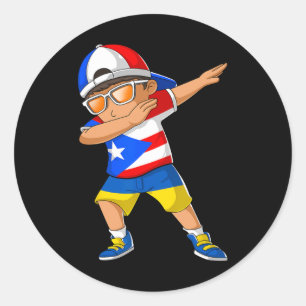 Pegatina Redonda Niño mitad puertorriqueño mitad ucraniano Puerto R