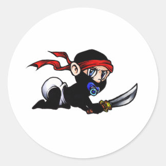 Pegatina Redonda Niño Ninja Infante Ninjutsu