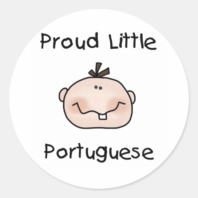 Pegatina Redonda Niño Orgulloso Pequeño Portugués (Anverso)