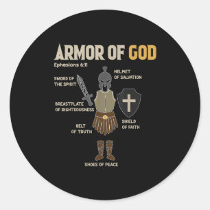 Pegatina Redonda Niño Pequeño Armor De Dios Hermano Hombres Niño Ch