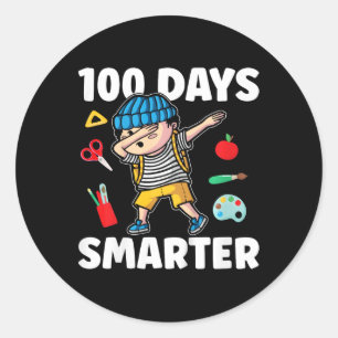 Pegatina Redonda Niños 100º Día De La Escuela Niños Niños 100 Días