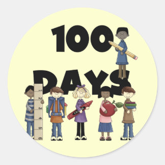 Pegatina Redonda Niños 100 días de camisetas escolares y regalos
