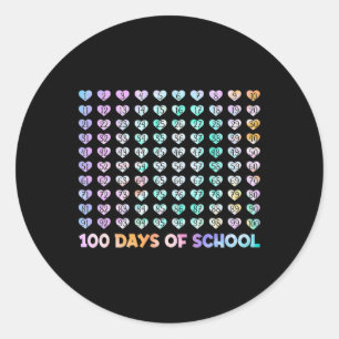Pegatina Redonda Niños 100 Días Escolares De Corazón De Ojo Número